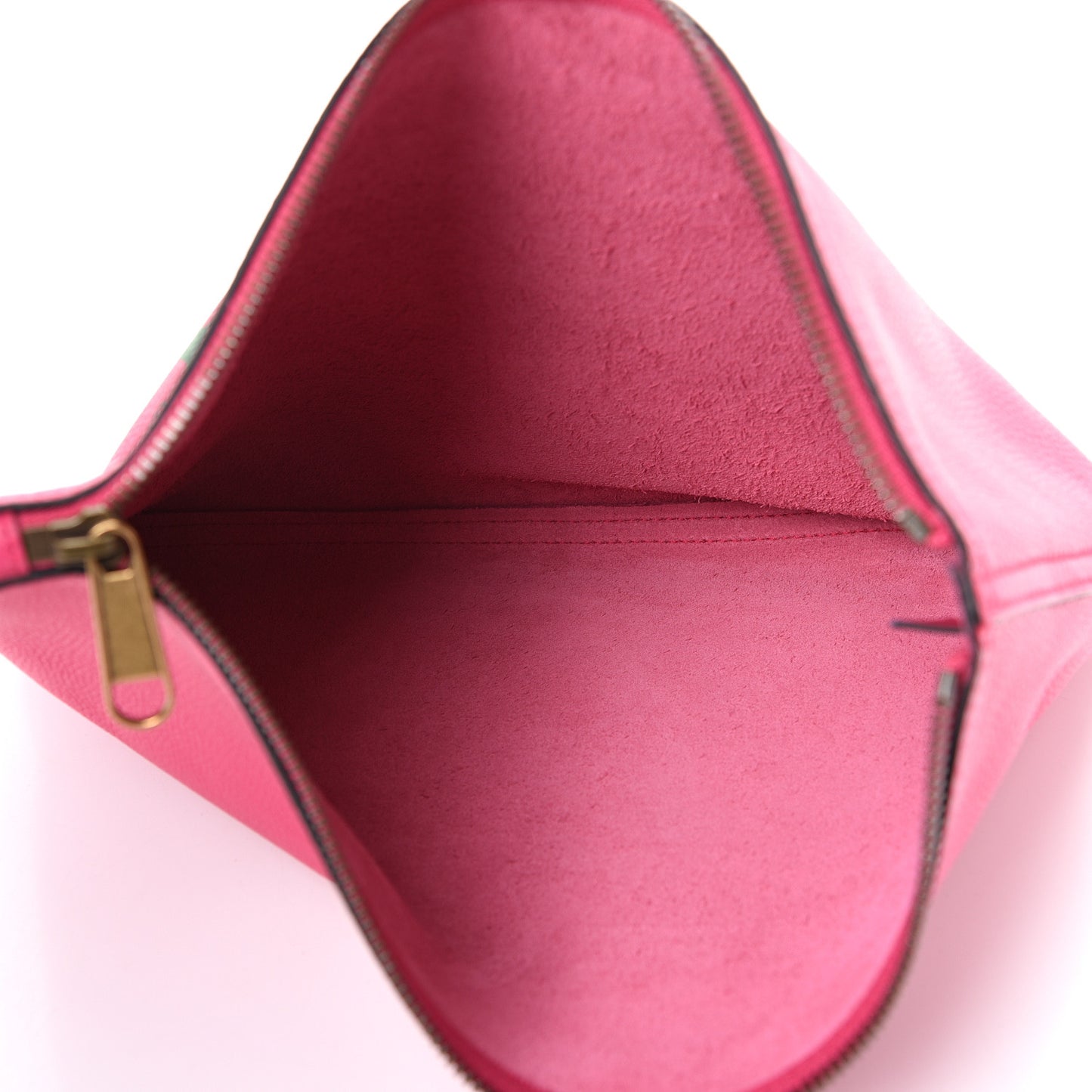 Pebbled Calfskin Medium Logo Portfolio Clutch Box Pink Green