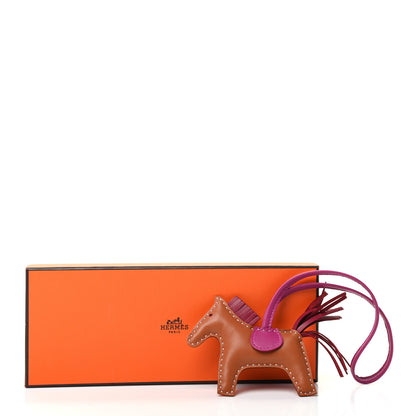Hermes Milo Lambskin Grigri Rodeo Horse Bag Charm PM Gold Rubis Rose Poupre 5 of 5