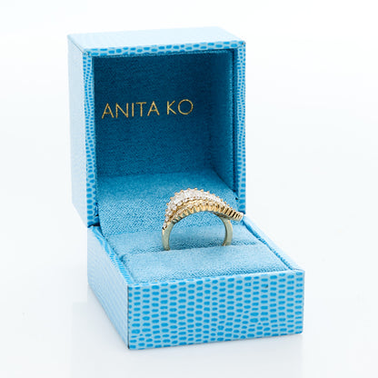 Anita Ko 18K Yellow Gold Diamond Sideways Palm Leaf Ring 53 6.5 7 of 7