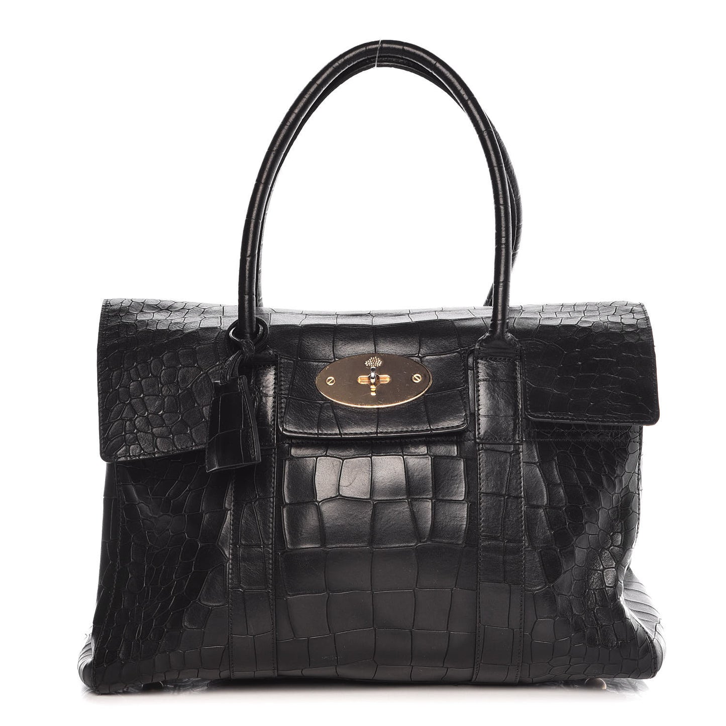 Calfskin Crocodile Embossed Bayswater Black