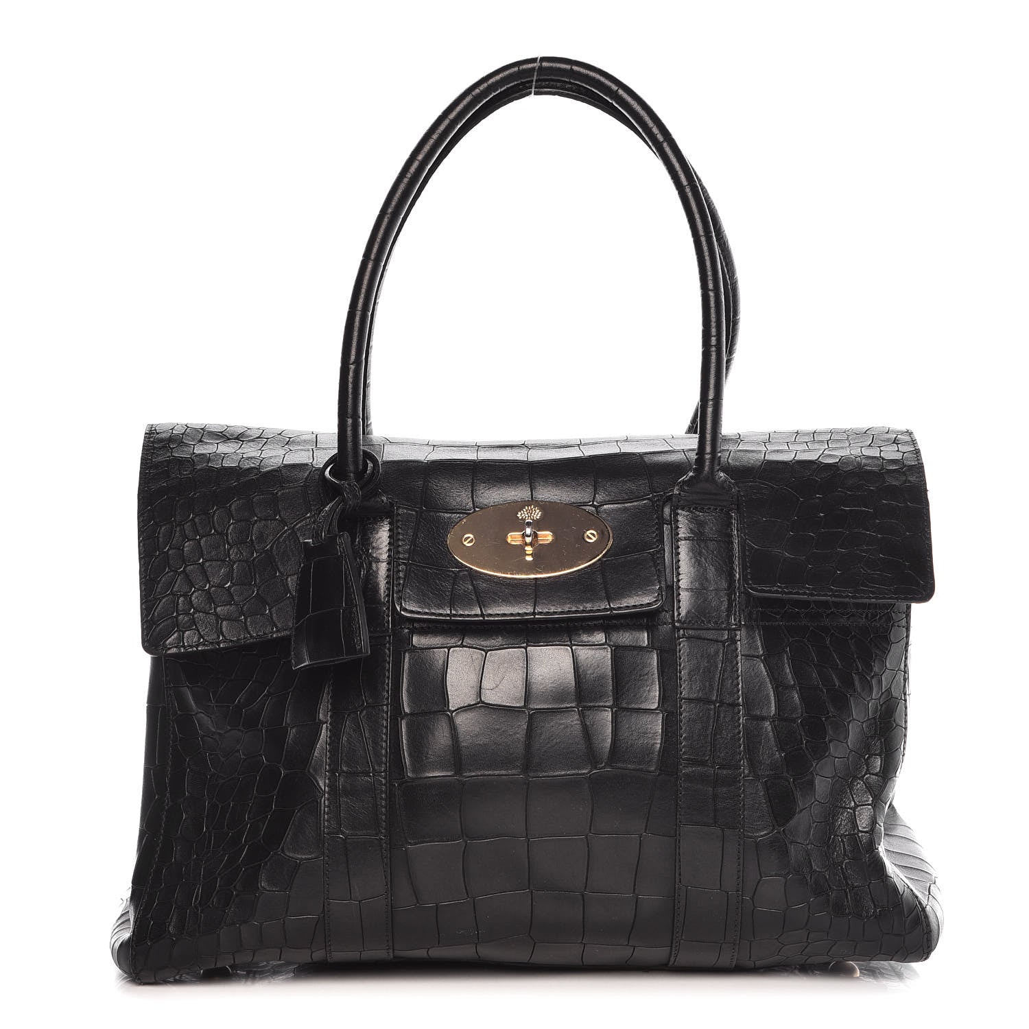 Mulberry Calfskin Crocodile Embossed Bayswater Black 1 of 11