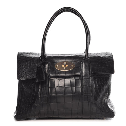 Mulberry Calfskin Crocodile Embossed Bayswater Black 1 of 11