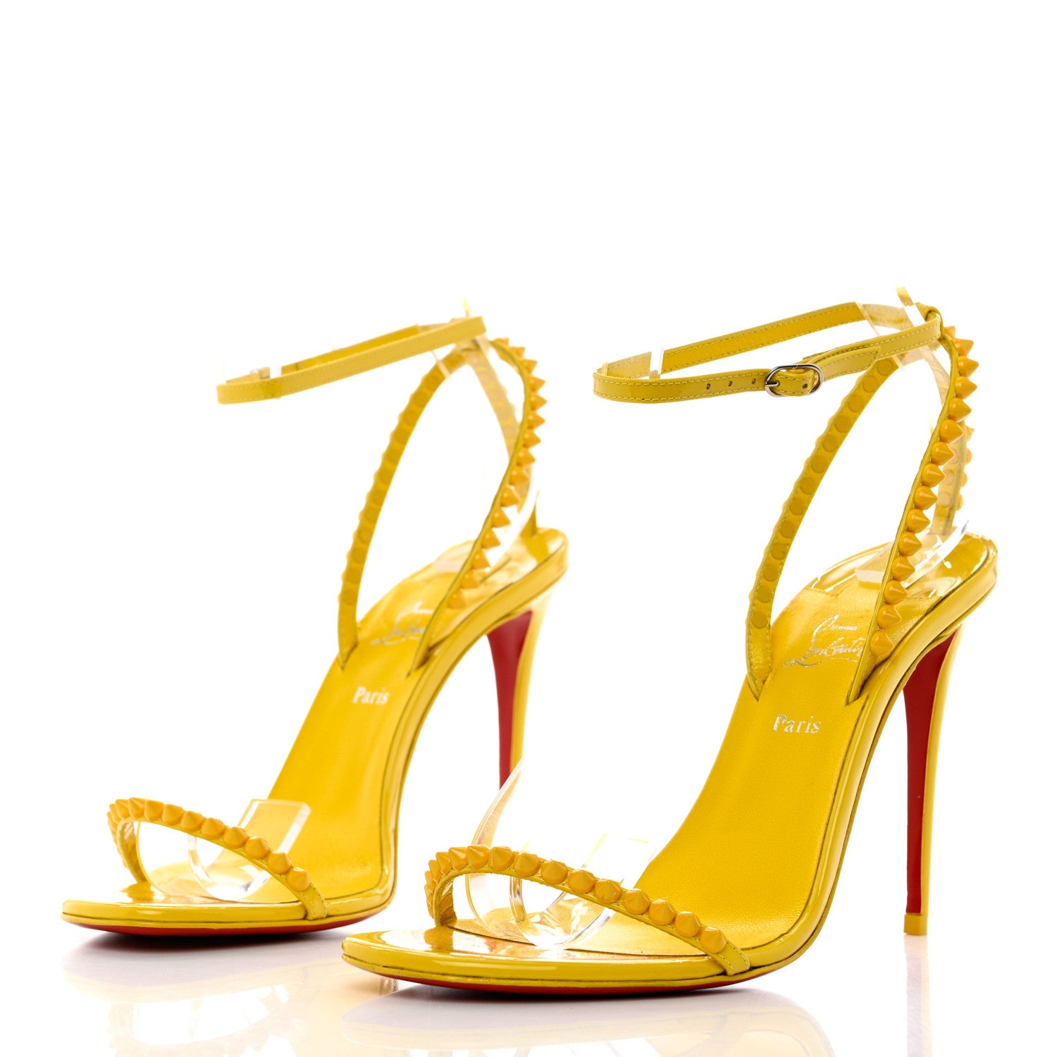 Christian Louboutin Patent Calfskin So Me 100 Sandals 37.5 Yellow 3 of 8