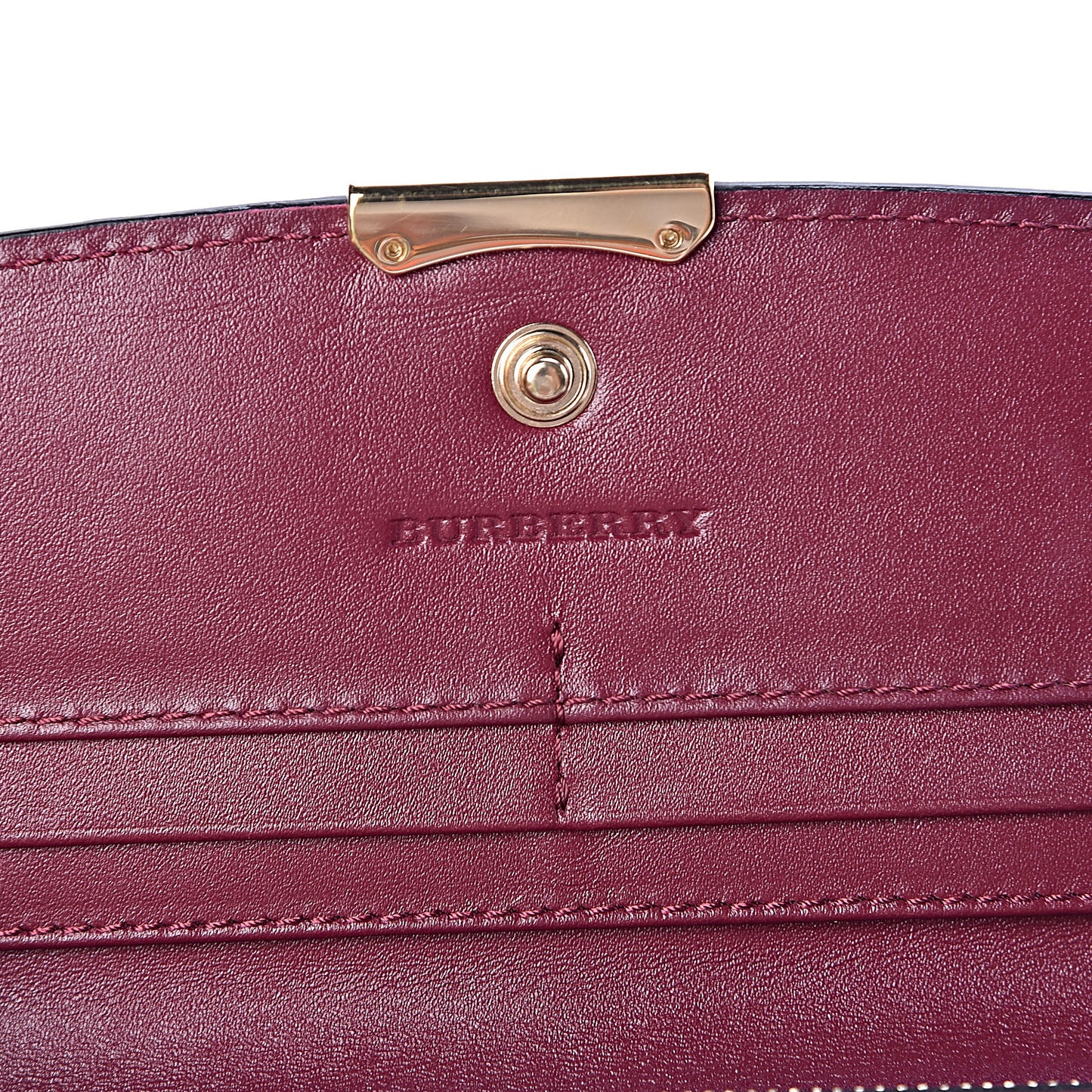 Signature Grain Calfskin Check Embossed Porter Continental Wallet Dark Plum