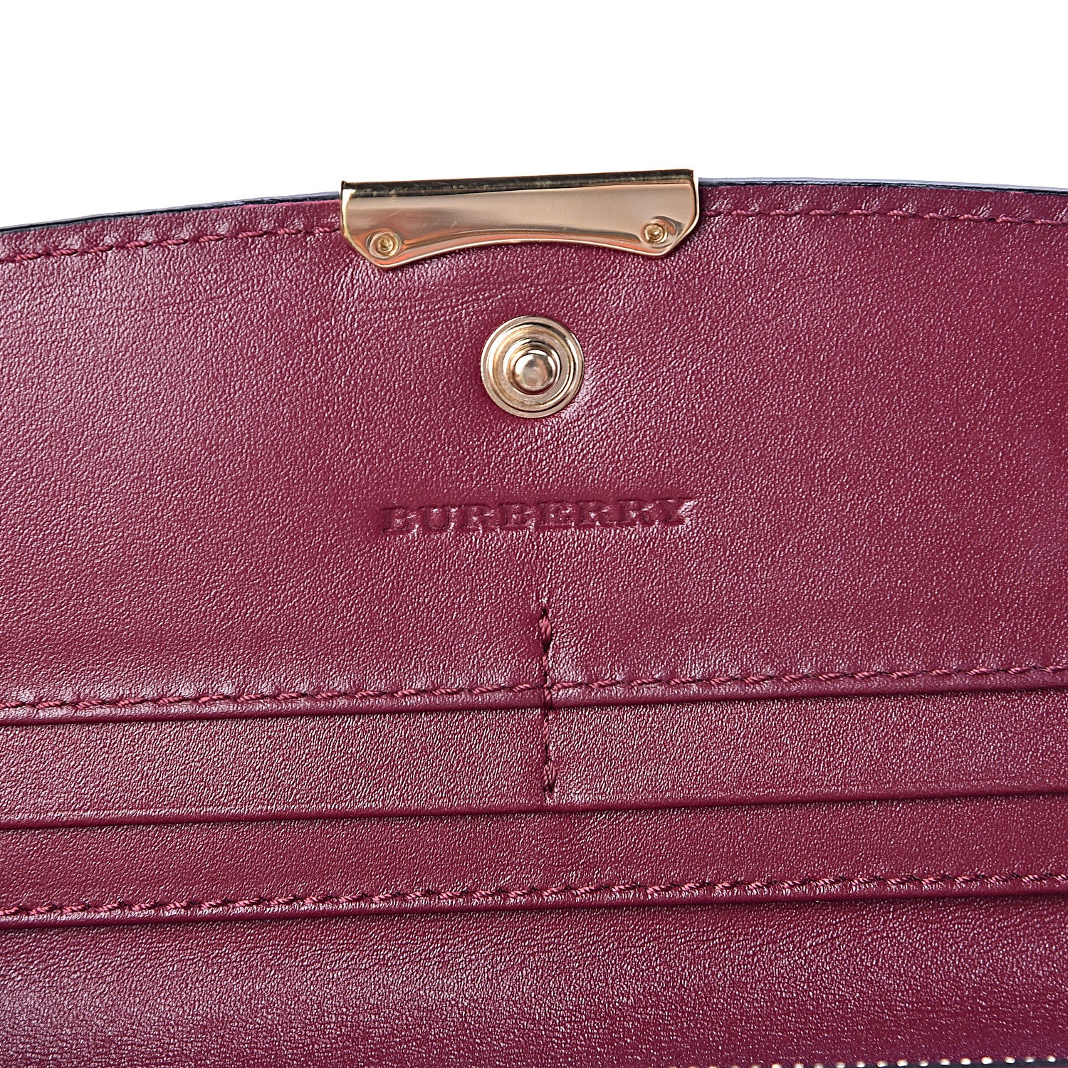 Burberry Signature Grain Calfskin Check Embossed Porter Continental Wallet Dark Plum 6 of 9