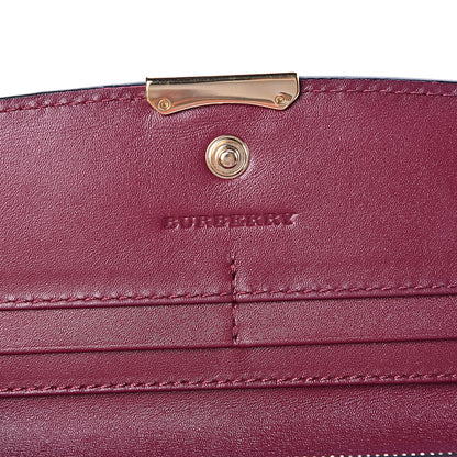Burberry Signature Grain Calfskin Check Embossed Porter Continental Wallet Dark Plum 6 of 9