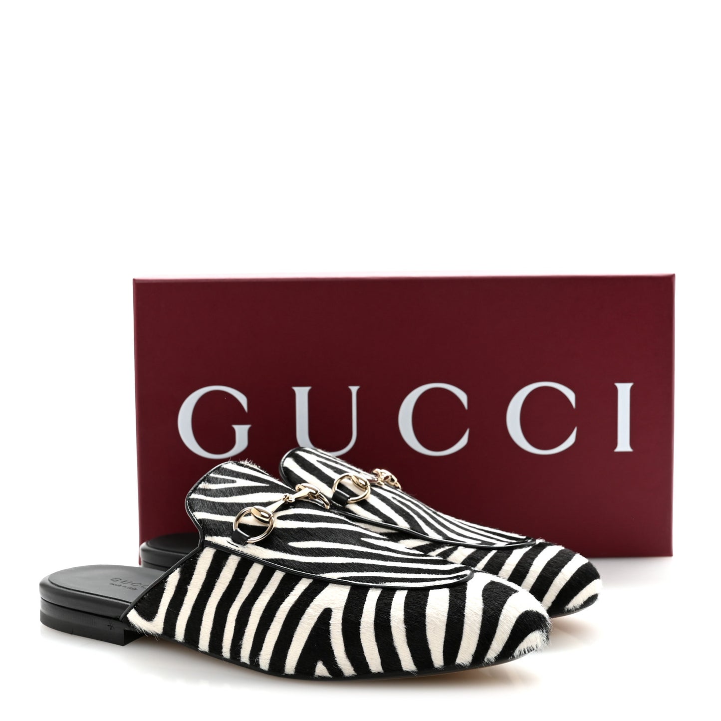 Calf Hair Zebra Print Womens Princetown Slippers 39 Natural Black