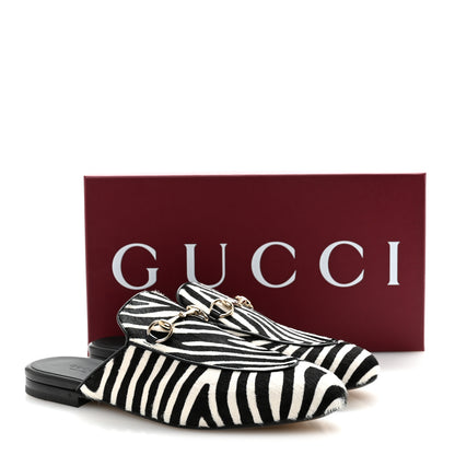 Gucci Calf Hair Zebra Print Womens Princetown Slippers 39 Natural Black 10 of 10