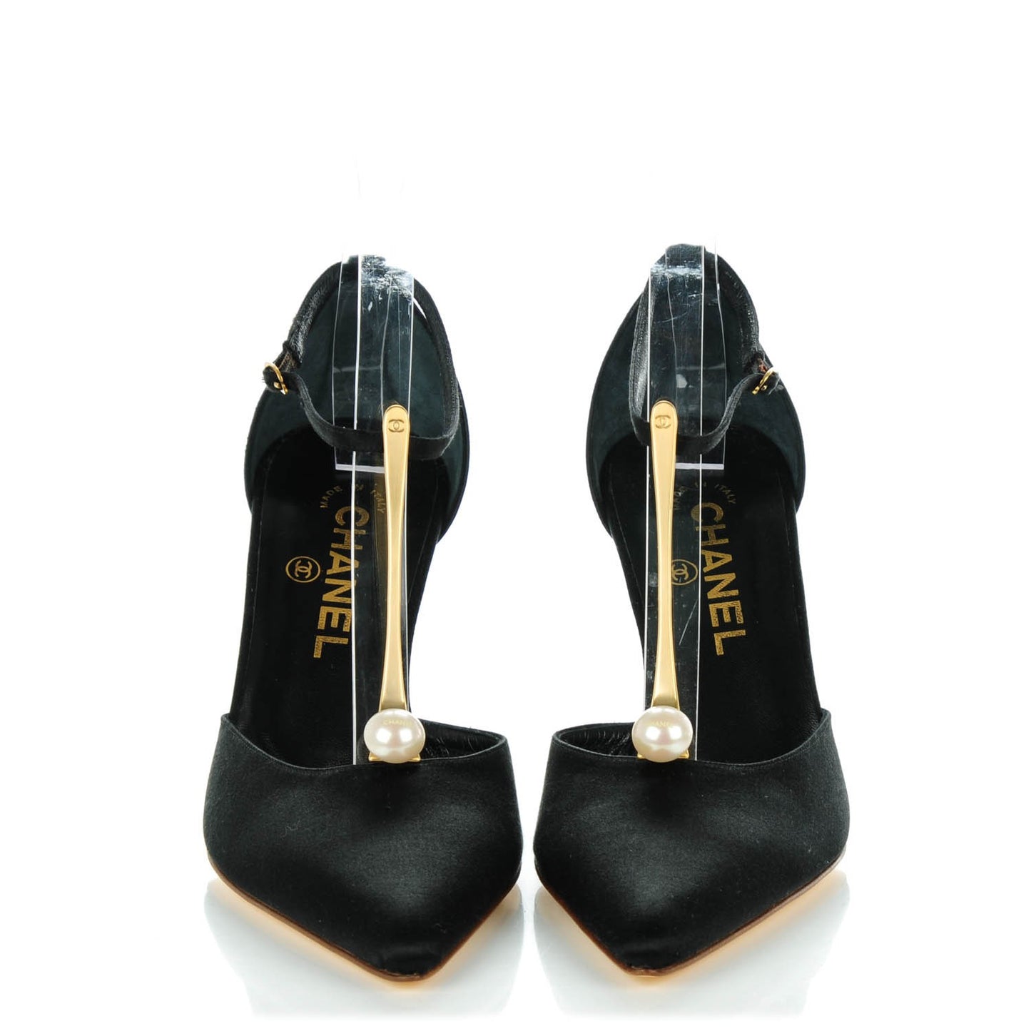 Satin Pearl Pumps 38 Black