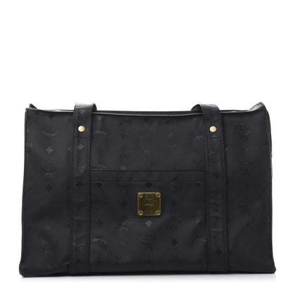MCM Monogram Coated Canvas Tote Bag Black 1 of 11