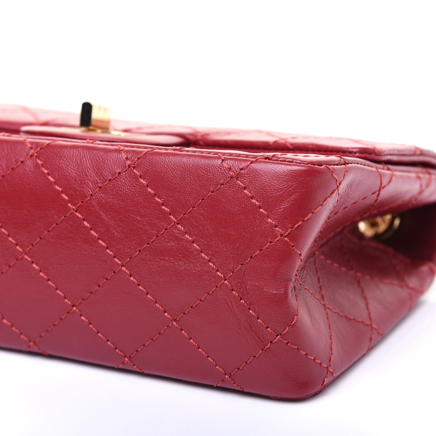 Aged Calfskin Quilted 2.55 Reissue Mini Flap Red