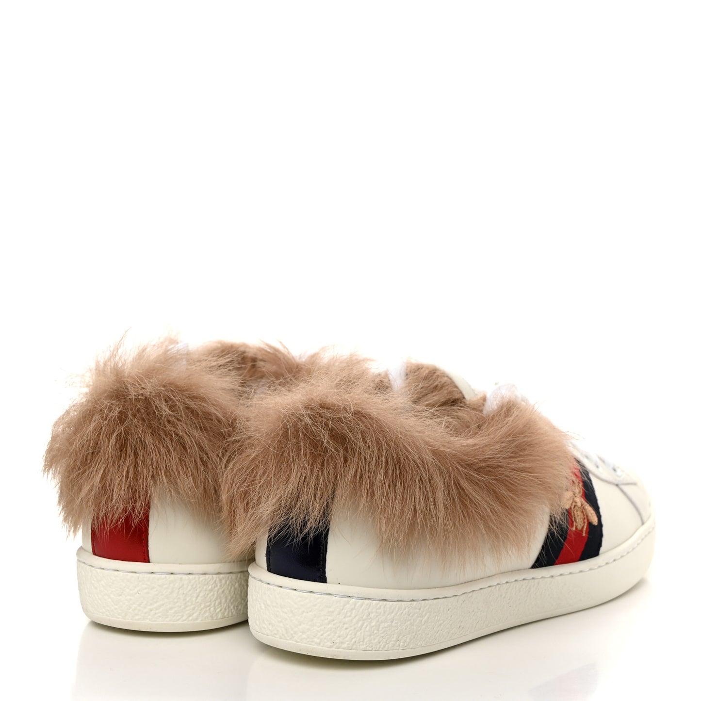 Calfskin Wool Web Bee Embroidered Womens Ace Sneakers 36 White