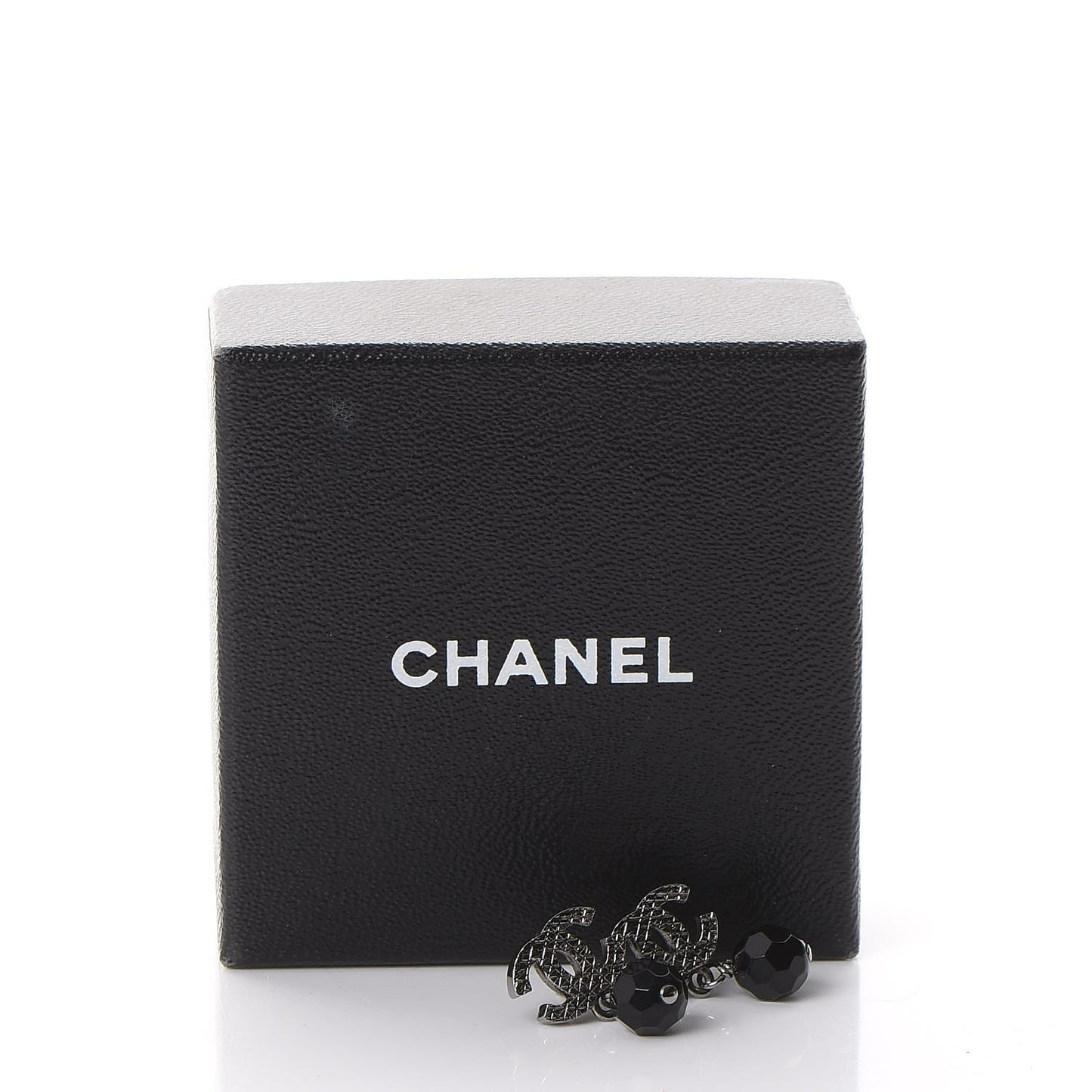 Ruthenium Bead CC Drop Earrings Black