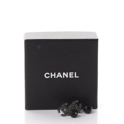 Chanel Ruthenium Bead CC Drop Earrings Black 4 of 4