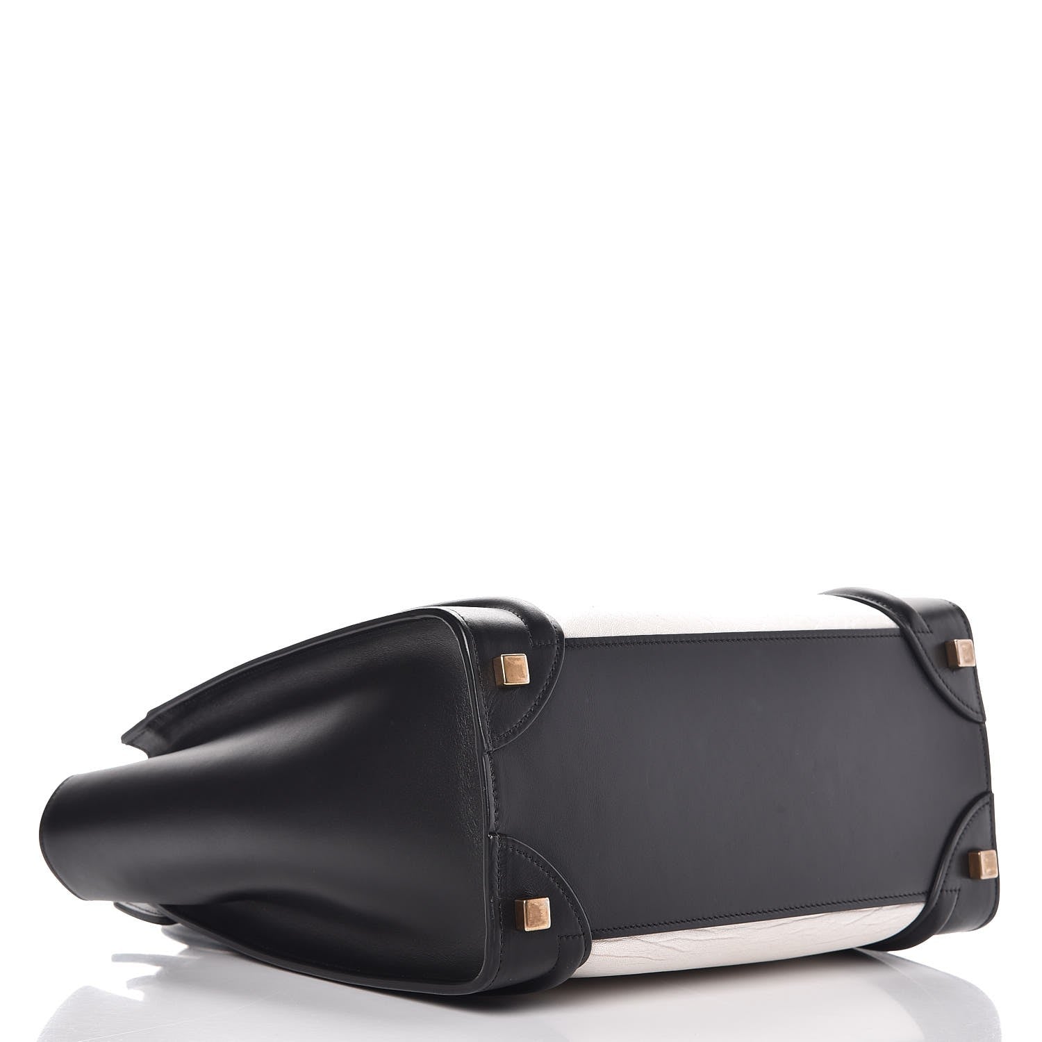 Celine Calfskin Shrunken Lambskin Bicolor Micro Luggage Black White 4 of 11