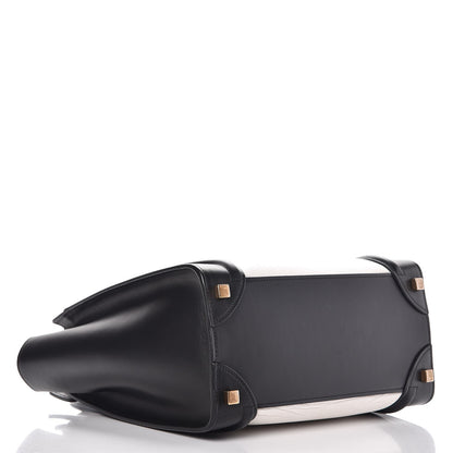 Celine Calfskin Shrunken Lambskin Bicolor Micro Luggage Black White 4 of 11