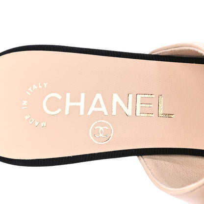 Chanel Lambskin Grosgrain Cap Toe Pearl Mule 35.5 Beige Black 8 of 9
