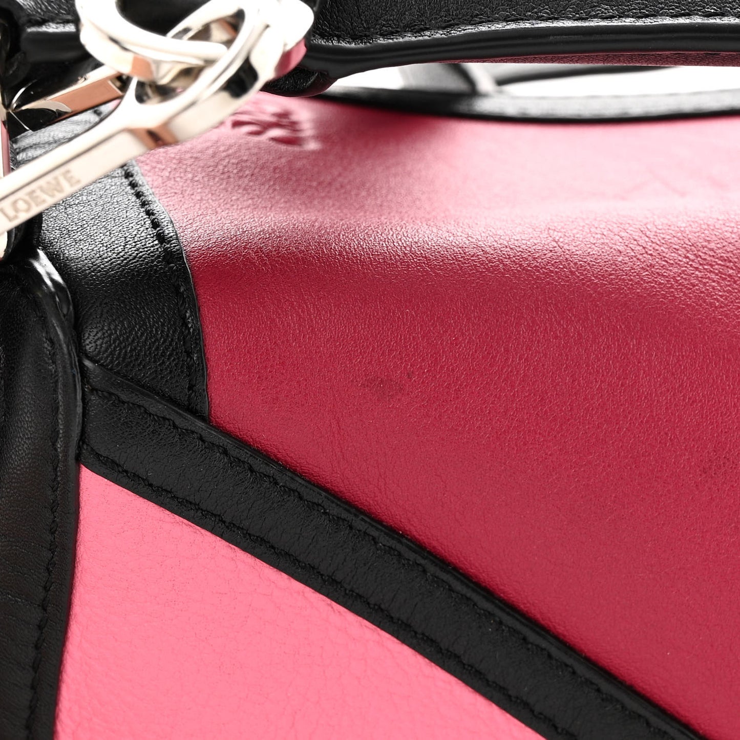 Calfskin Small Graphic Puzzle Bag Raspberry Wild Rose