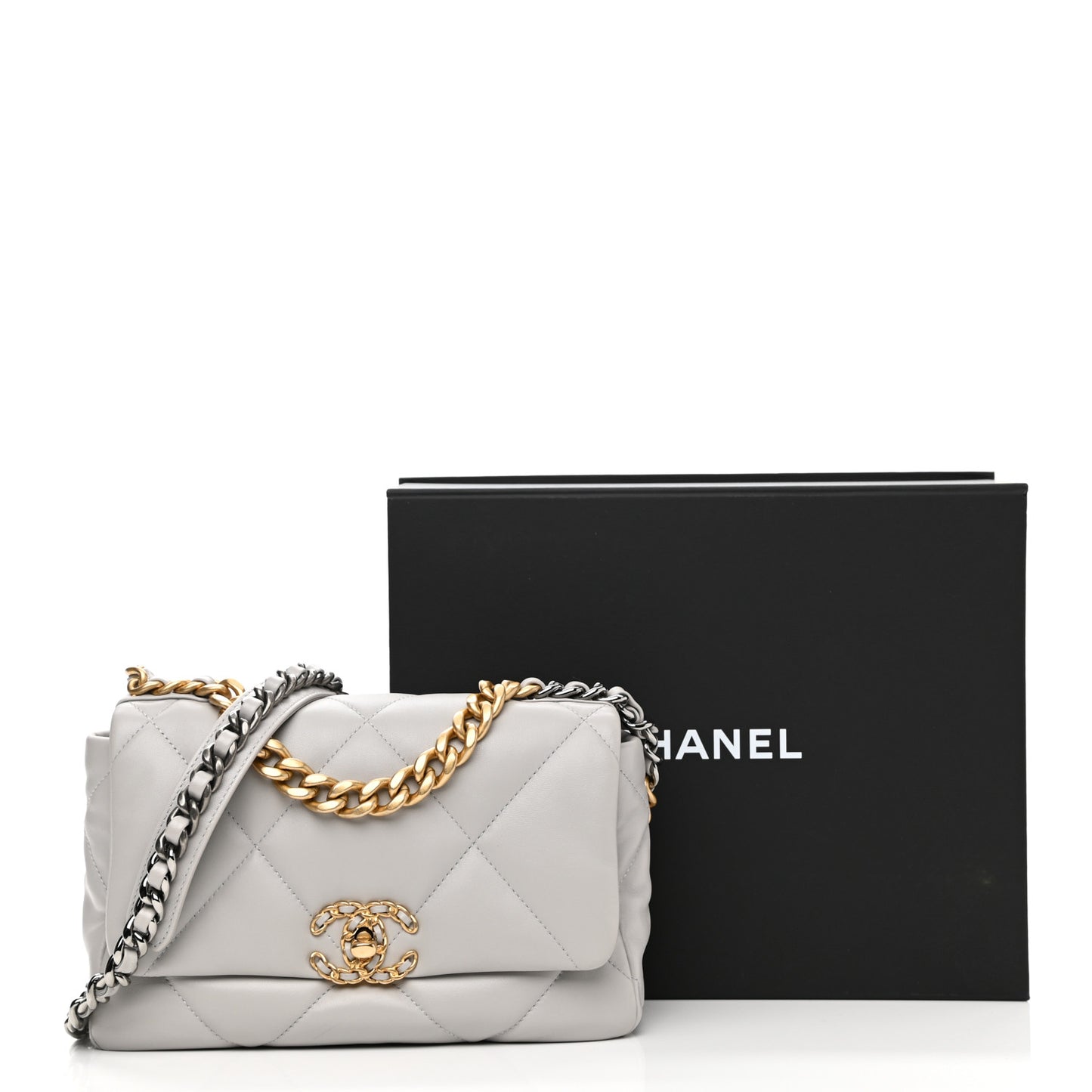 Lambskin Quilted Medium Chanel 19 Flap Grey