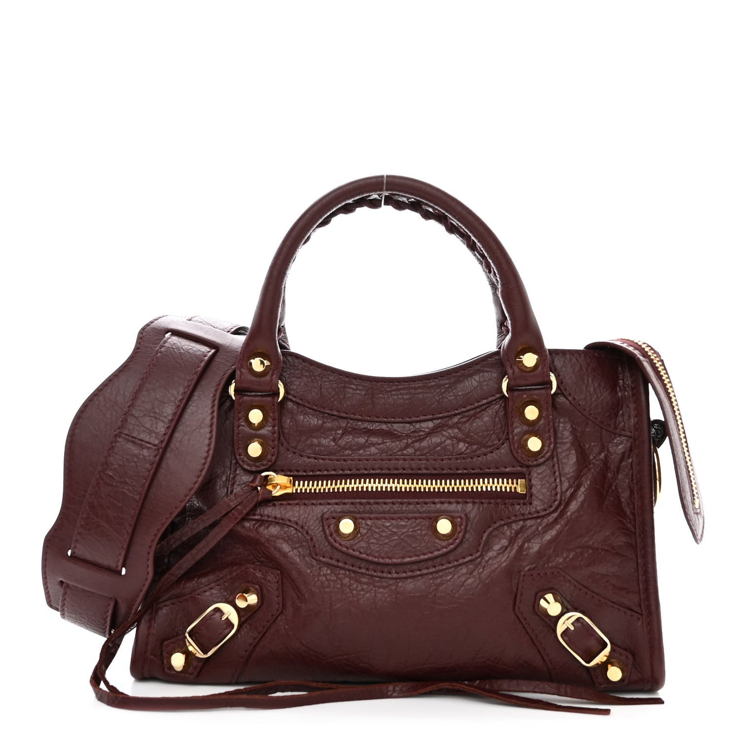 Agneau Classic Gold Hardware Mini City Burgundy