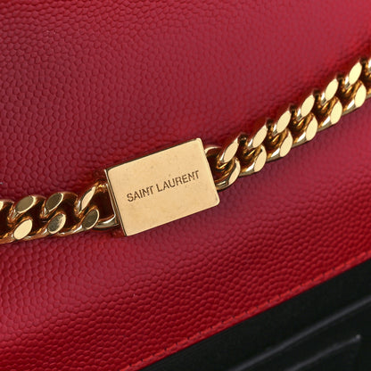 Saint Laurent Grain De Poudre Small Monogram Kate Satchel Red 6 of 12