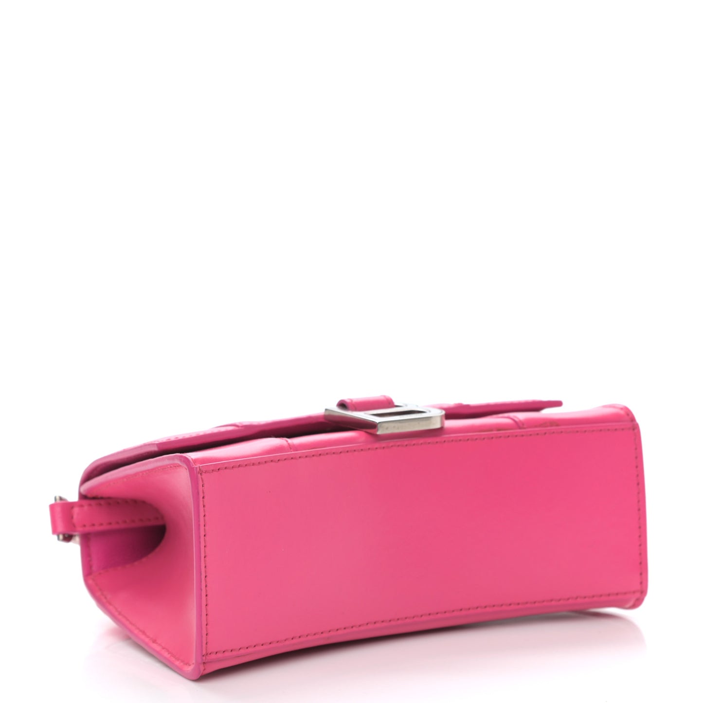 Shiny Box Calfskin Hourglass Top Handle Bag XS Acid Fuchsia