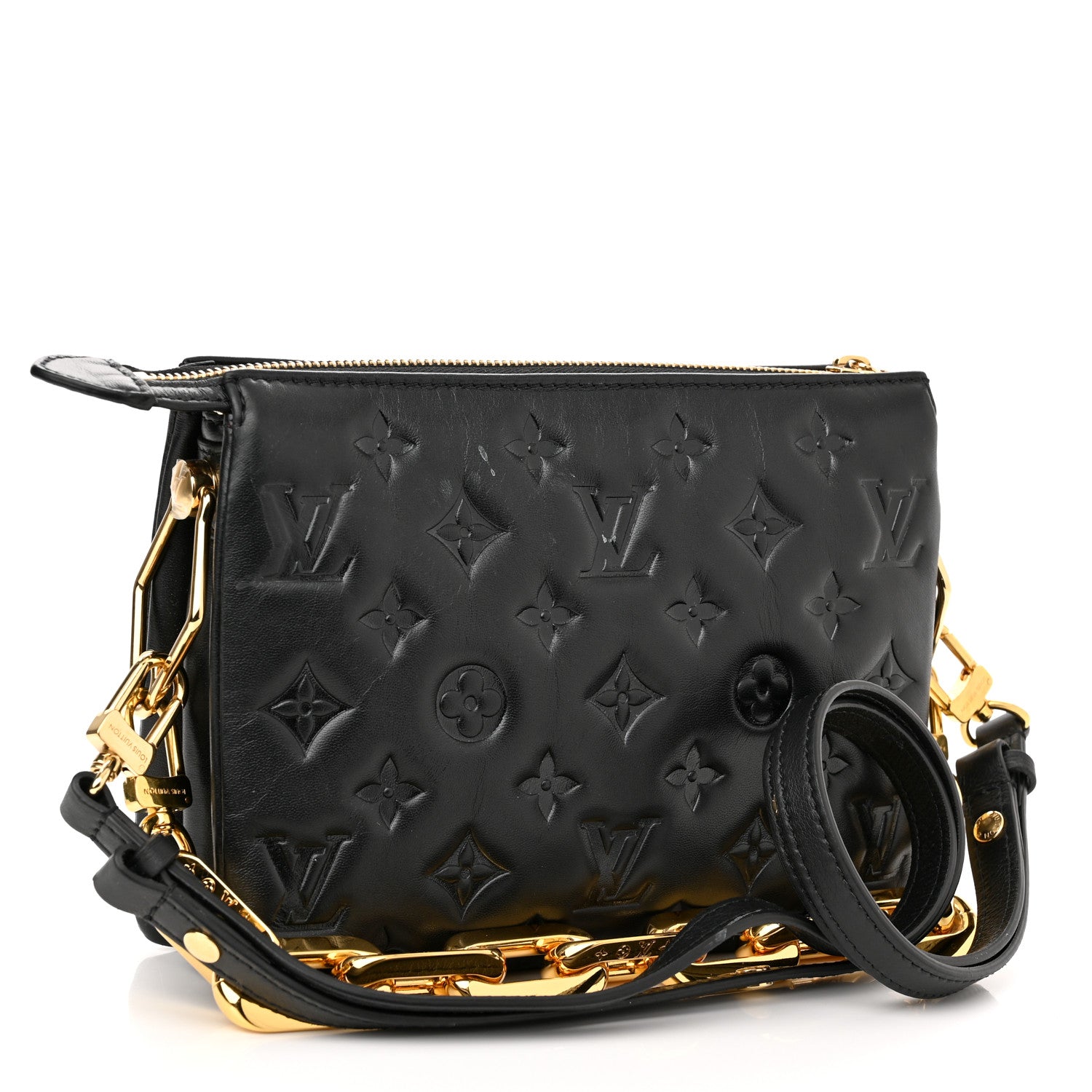 Louis Vuitton Lambskin Embossed Monogram Coussin BB Black 3 of 11