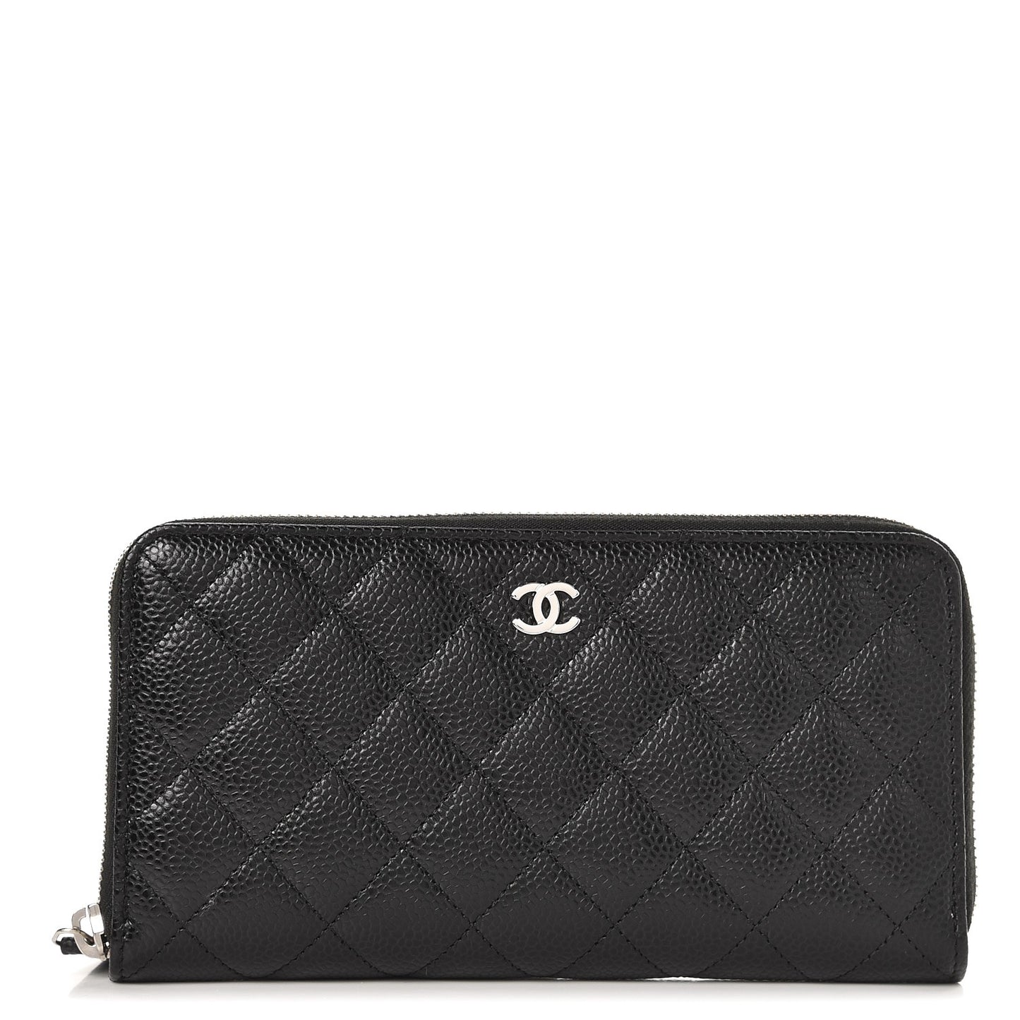 Caviar Quilted Large Gusset Zip Around Wallet Black