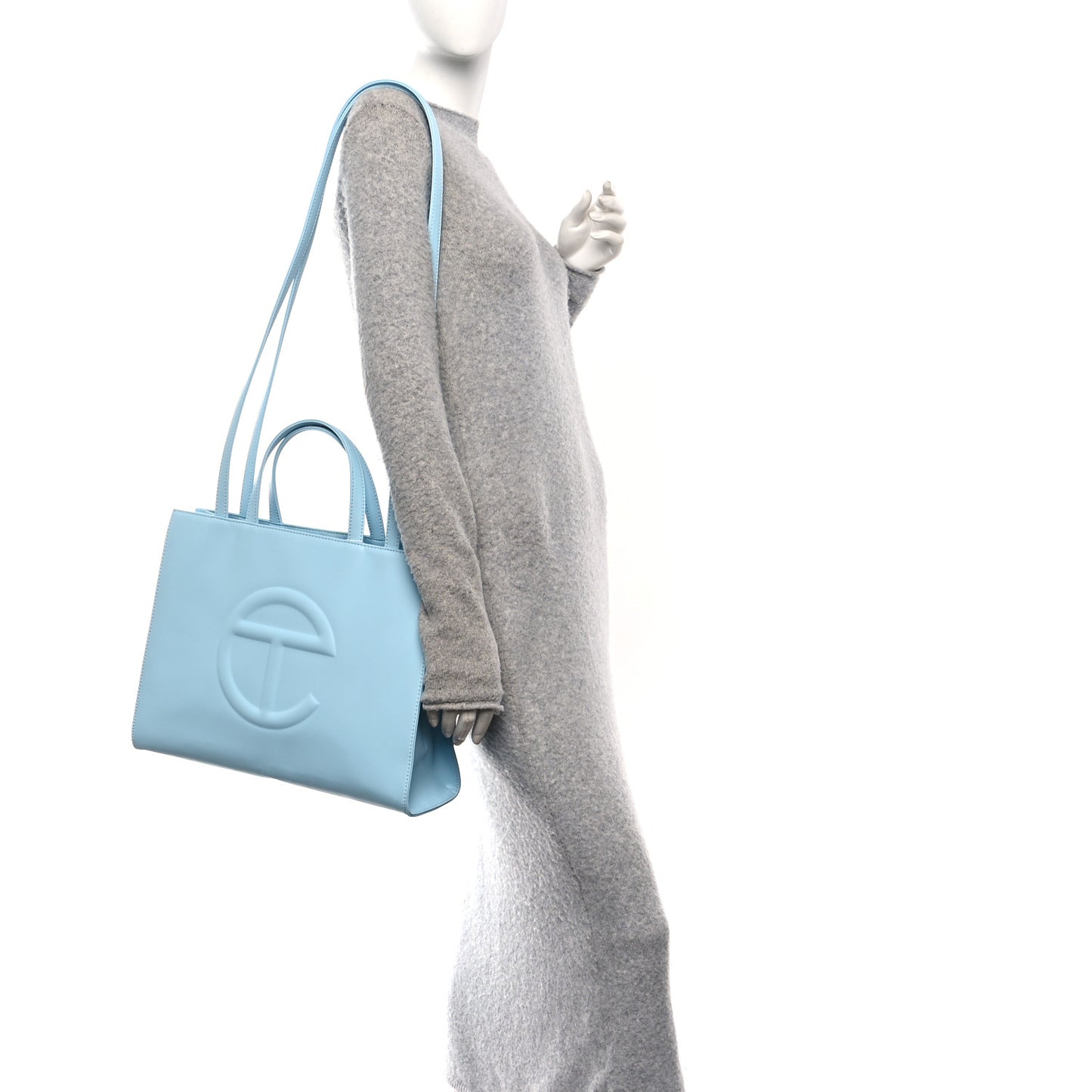 Vegan Leather Medium Shopping Bag Pool Blue