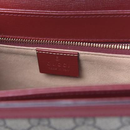 Gucci GG Supreme Monogram Azalea Calfskin Horsebit 1955 Shoulder Bag Beige Ebony New Cherry Red 6 of 11