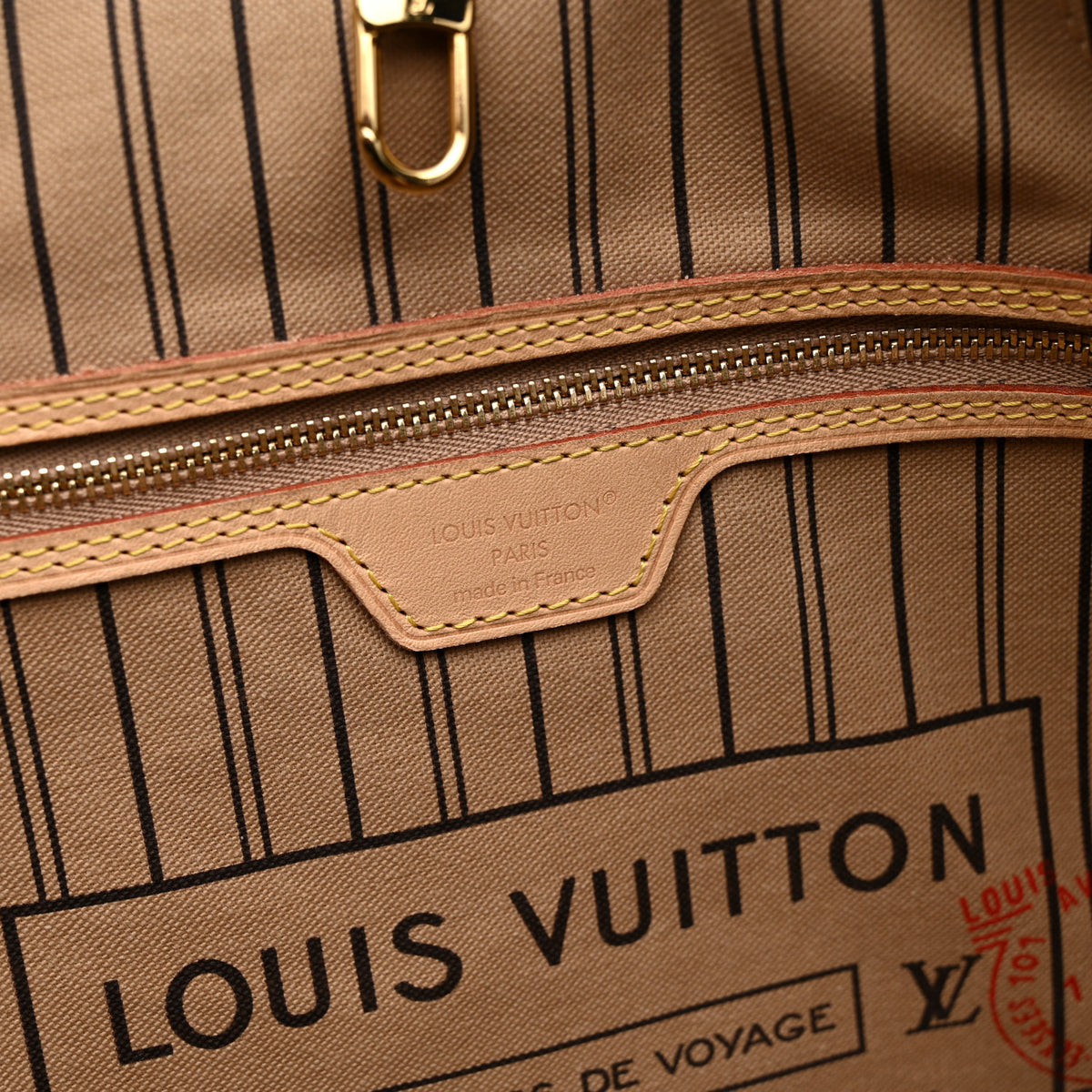 Monogram Stamped Inside Out Neverfull Bandouliere GM Beige
