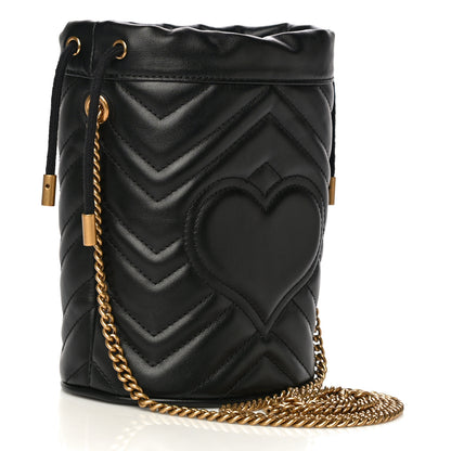Gucci Calfskin Matelasse Mini GG Marmont 2.0 Bucket Bag Black 3 of 10