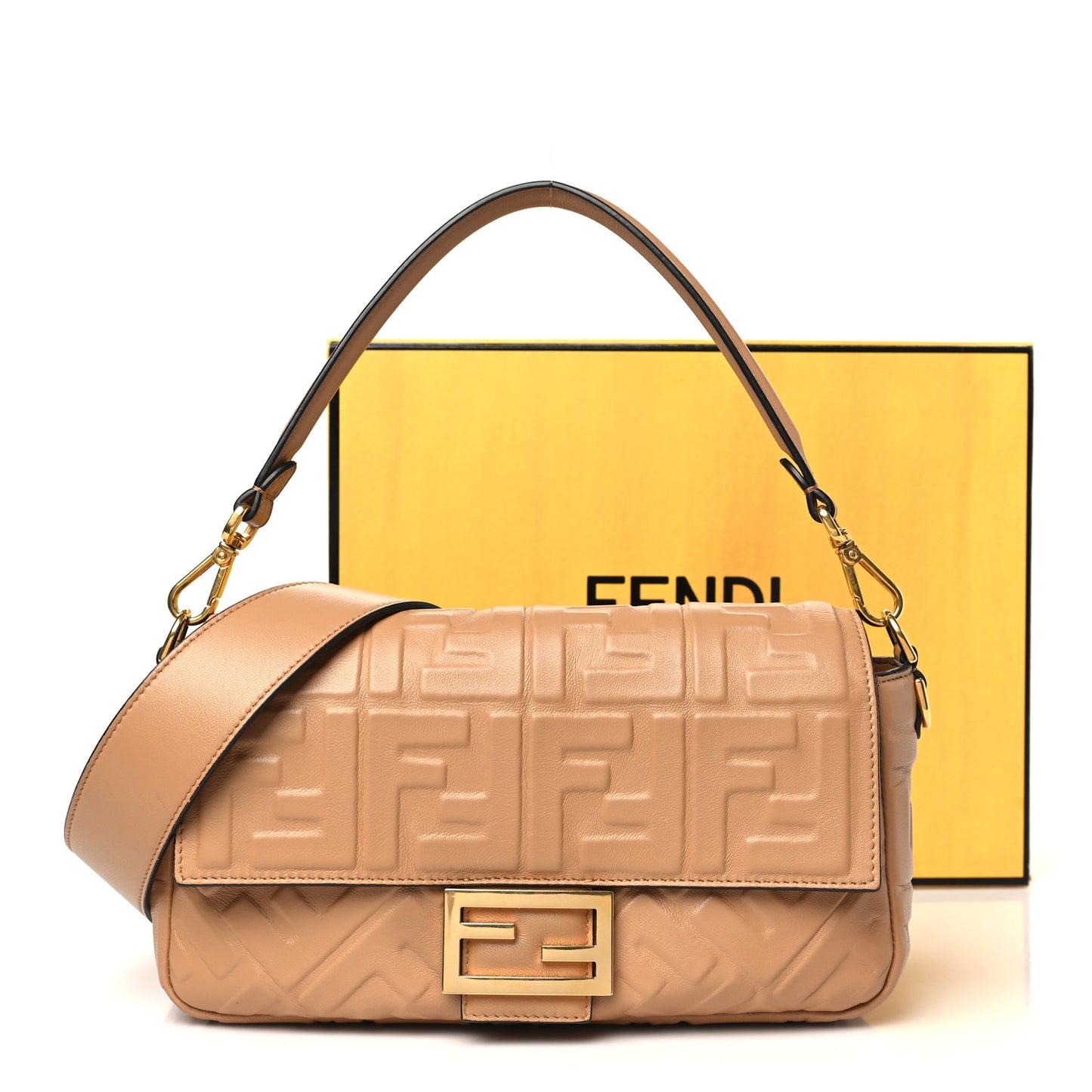 Nappa FF 1974 Embossed Baguette Miele Scuro