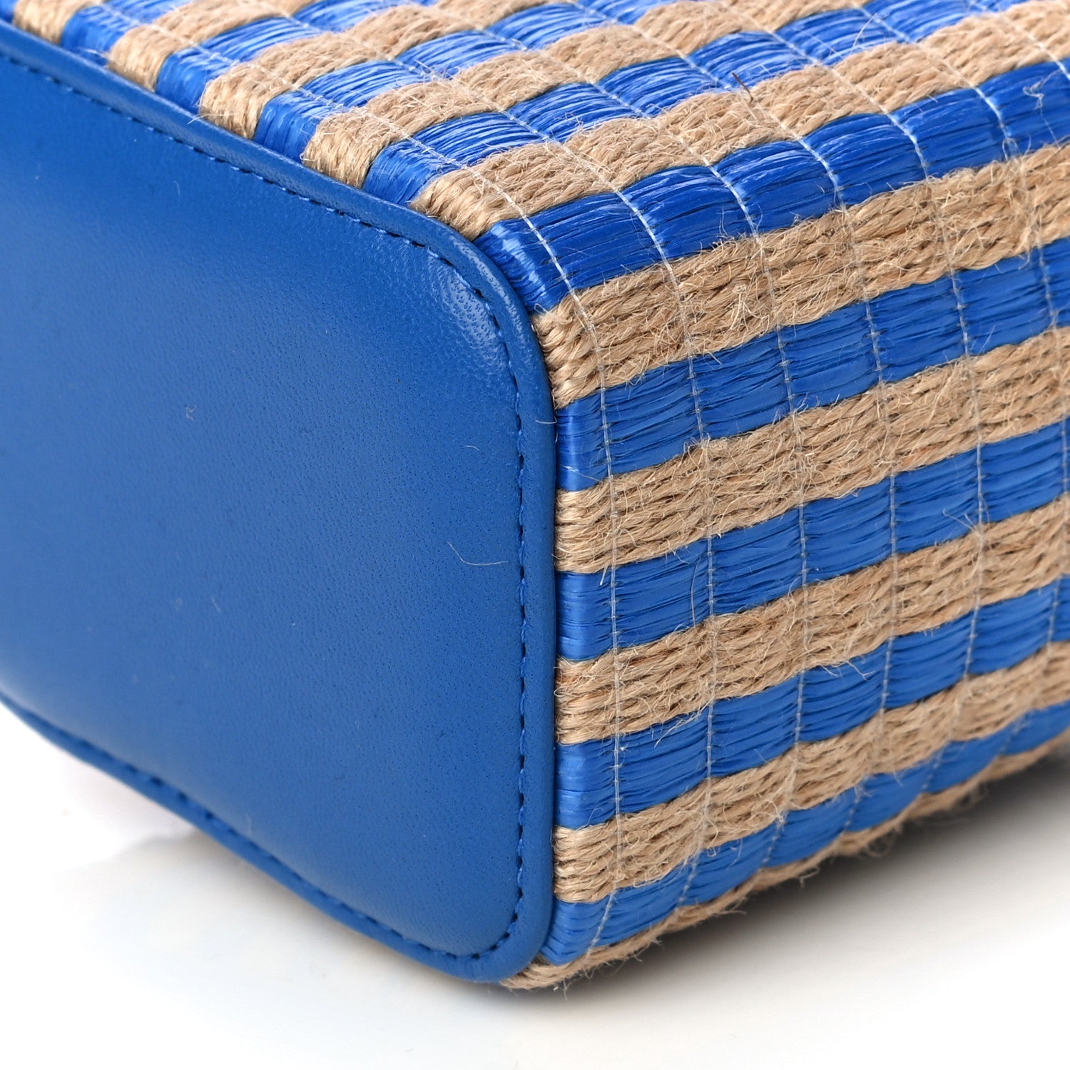 Chanel Raffia Jute Striped Mini Vanity Case With Chain Blue Beige 11 of 11