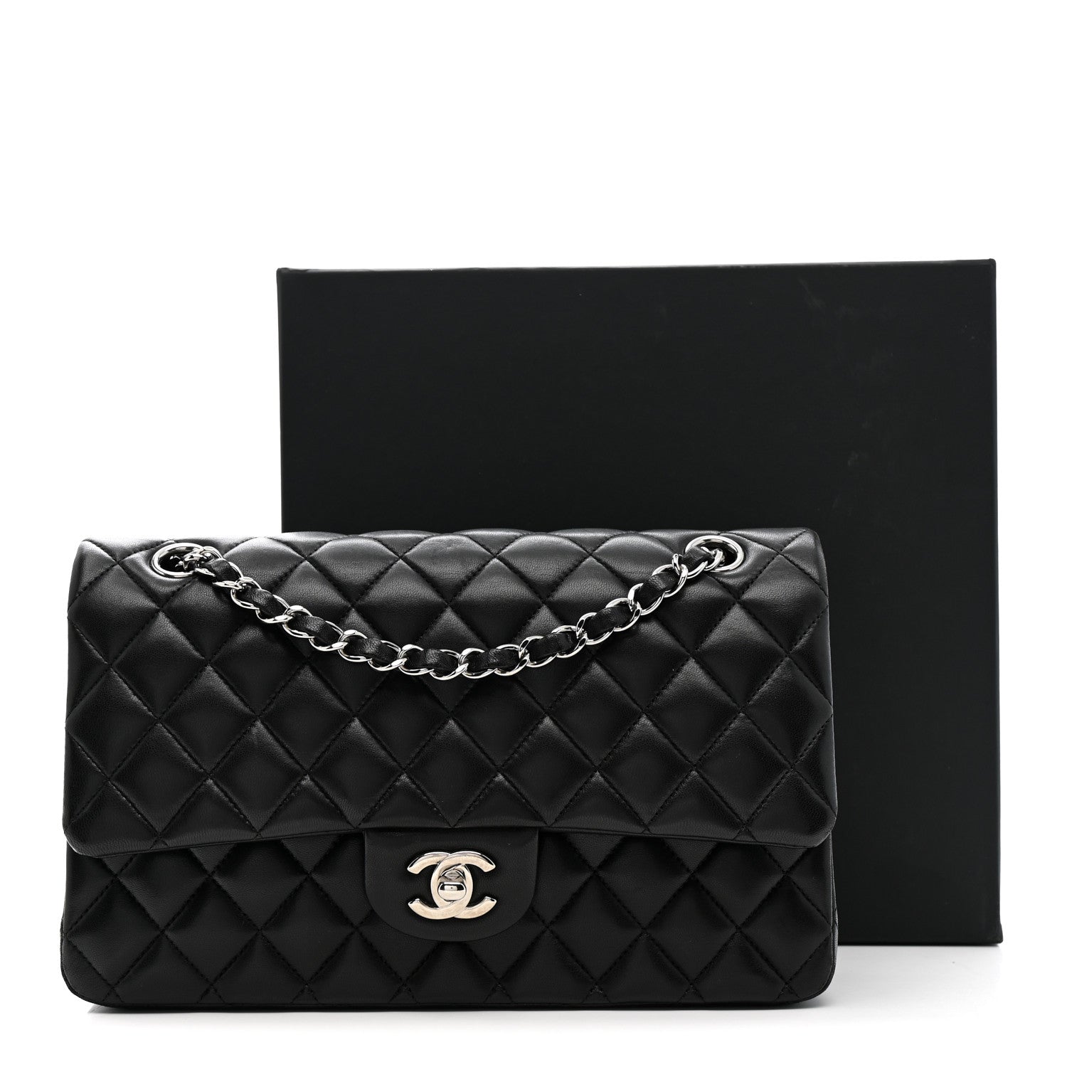 Chanel Lambskin Quilted Medium Double Flap Black 16 of 16