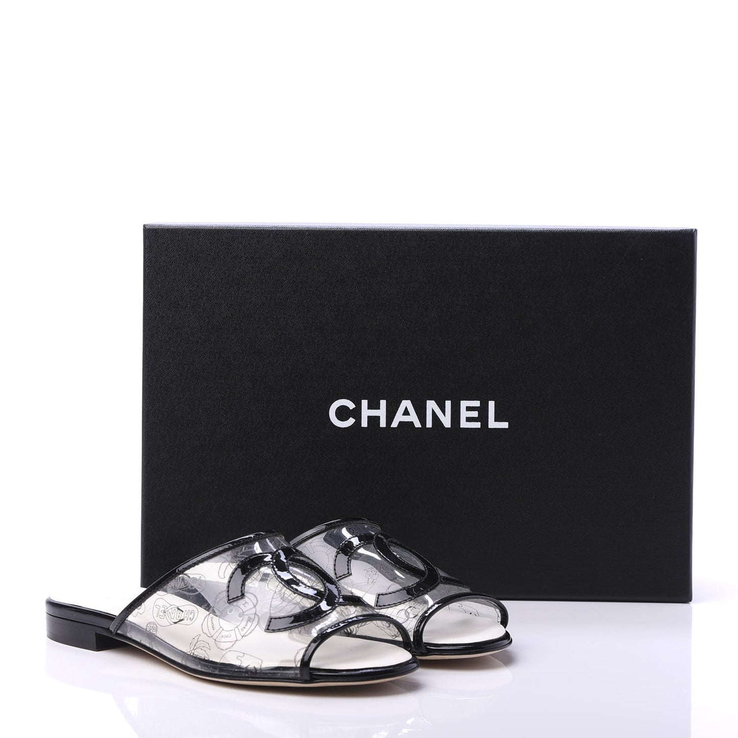 PVC Fantasy Patent CC Mules 35 Black