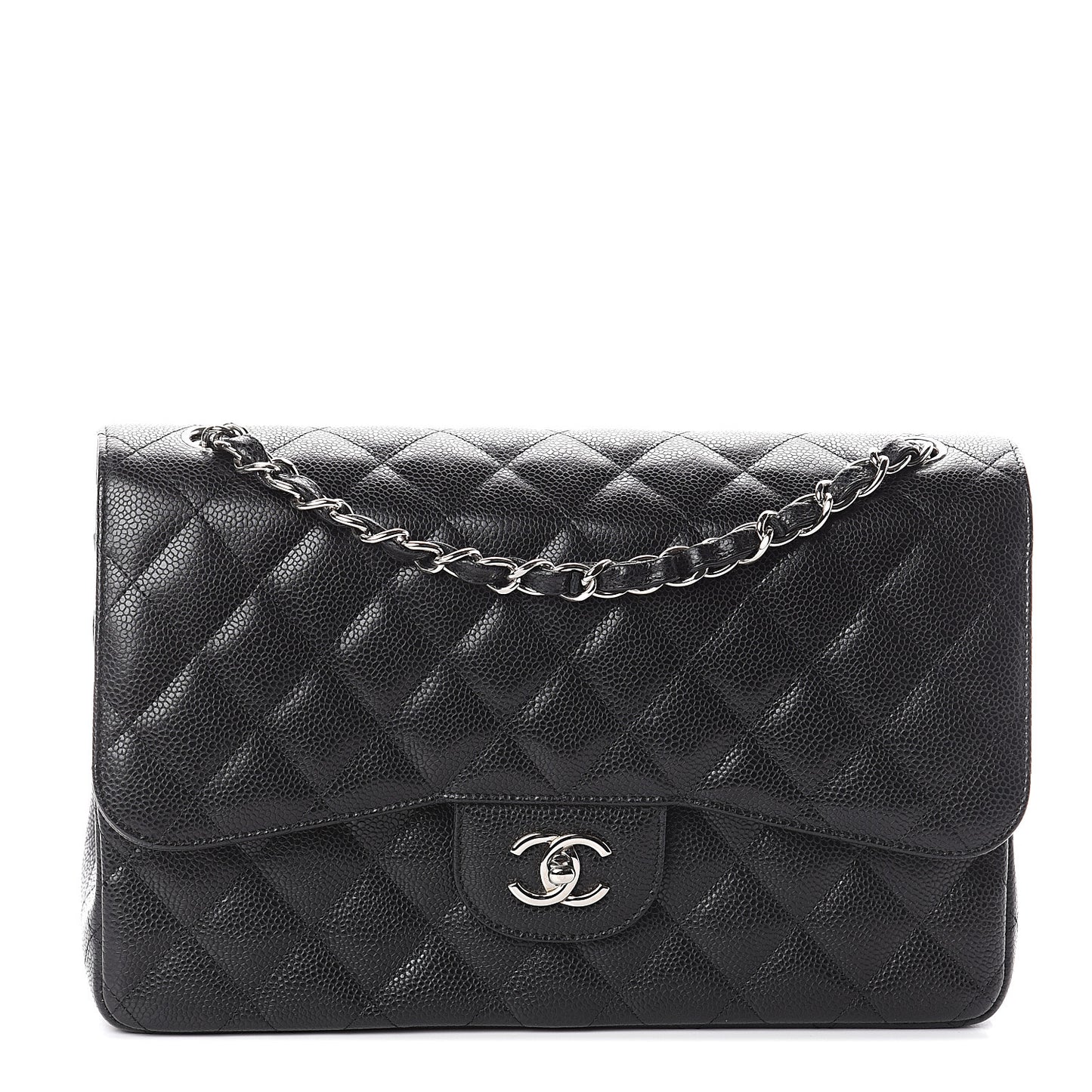 Caviar Quilted Jumbo Double Flap Black
