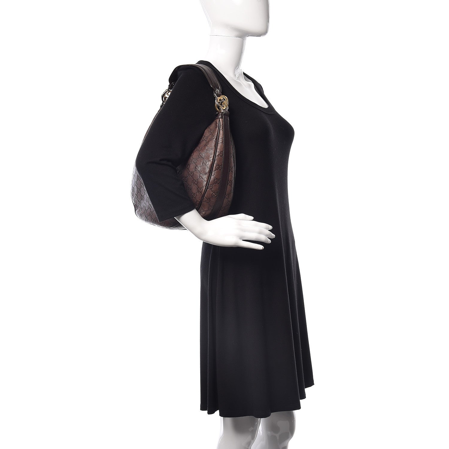 Gucci Guccissima Medium GG Twins Hobo Dark Brown 2 of 18