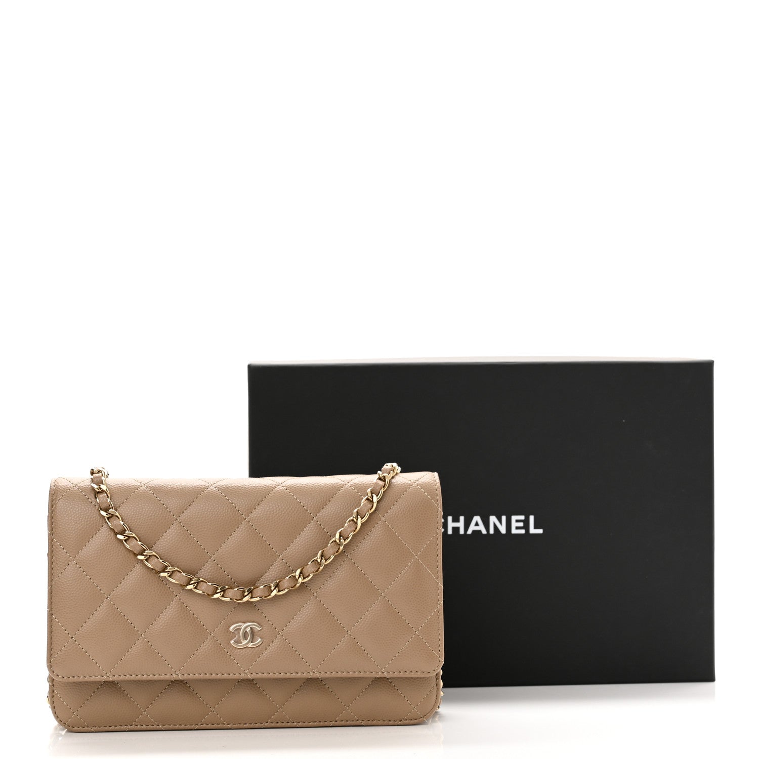 Chanel Caviar Quilted Wallet On Chain WOC Dark Beige 12 of 12