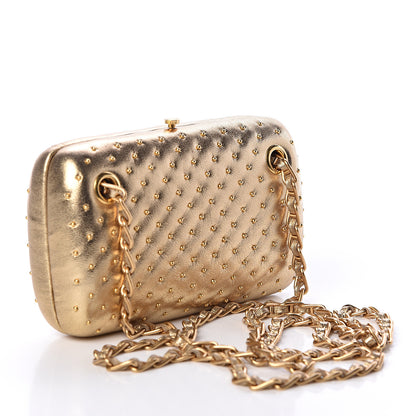 Prada Metallic Nappa Studded Chain Clutch Platino 3 of 9