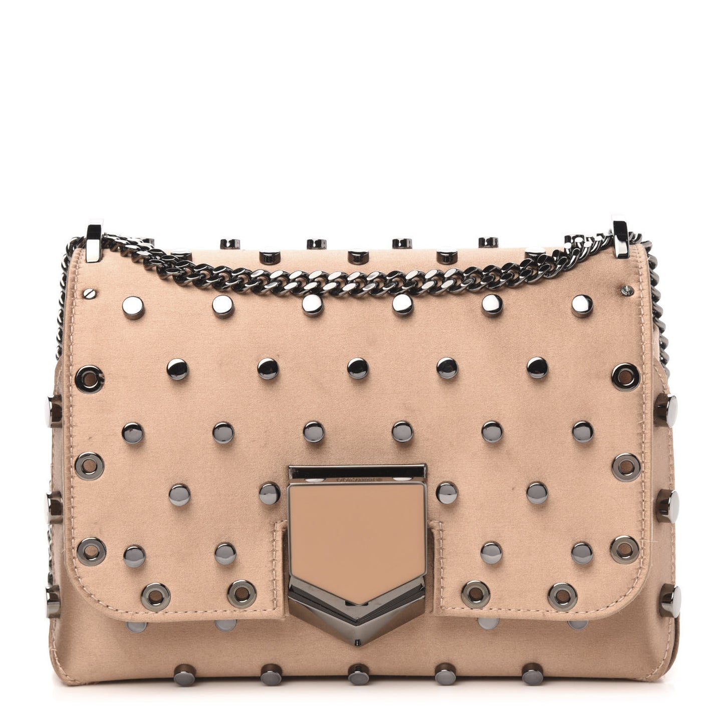 Satin Studded Lockett Petite Shoulder Bag Ballet Pink