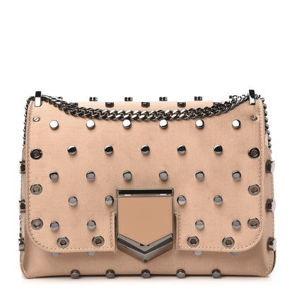 Jimmy Choo Satin Studded Lockett Petite Shoulder Bag Ballet Pink 1 of 10
