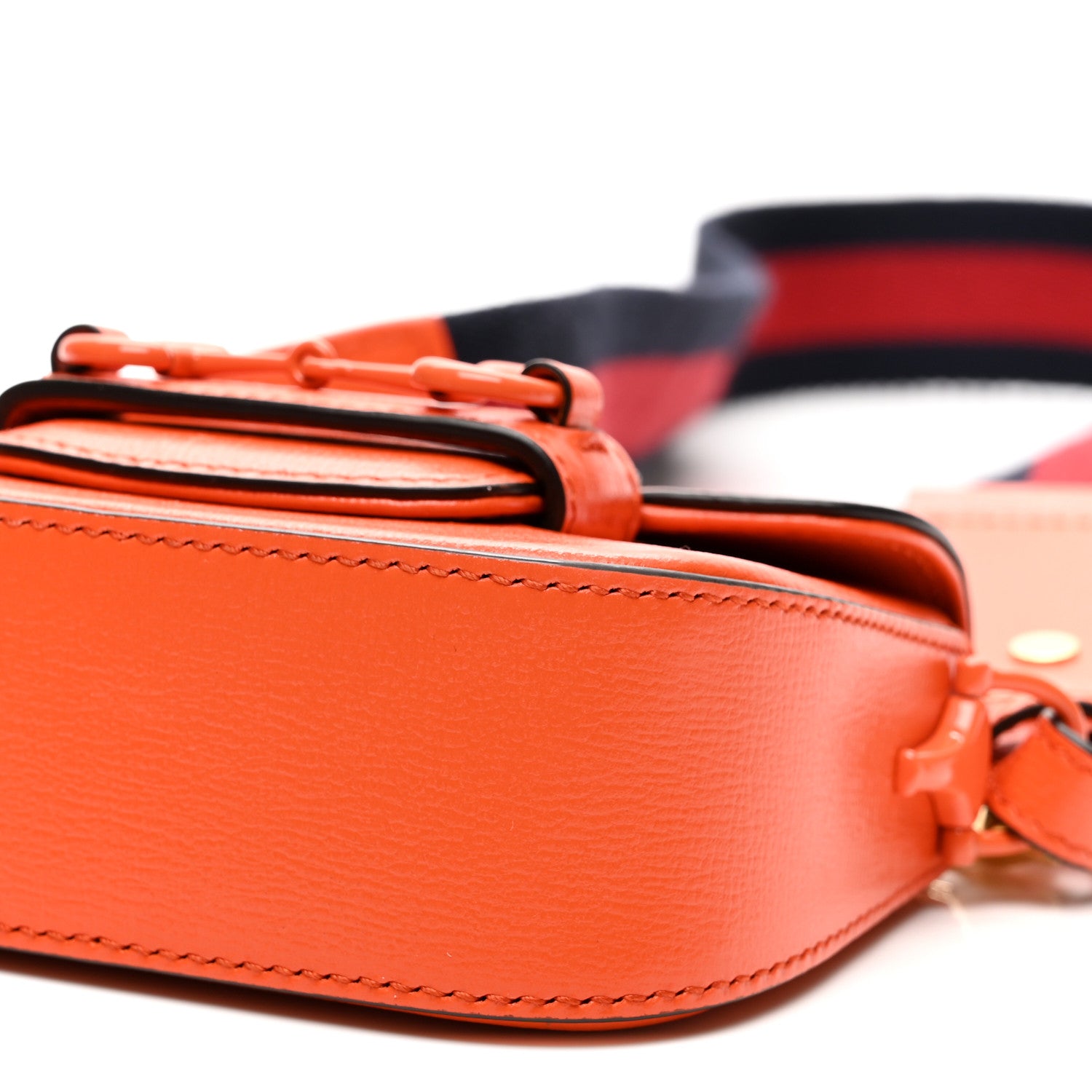 Gucci Azalea Calfskin Web Monochrome Horsebit 1955 Wallet On Strap Orange 10 of 11