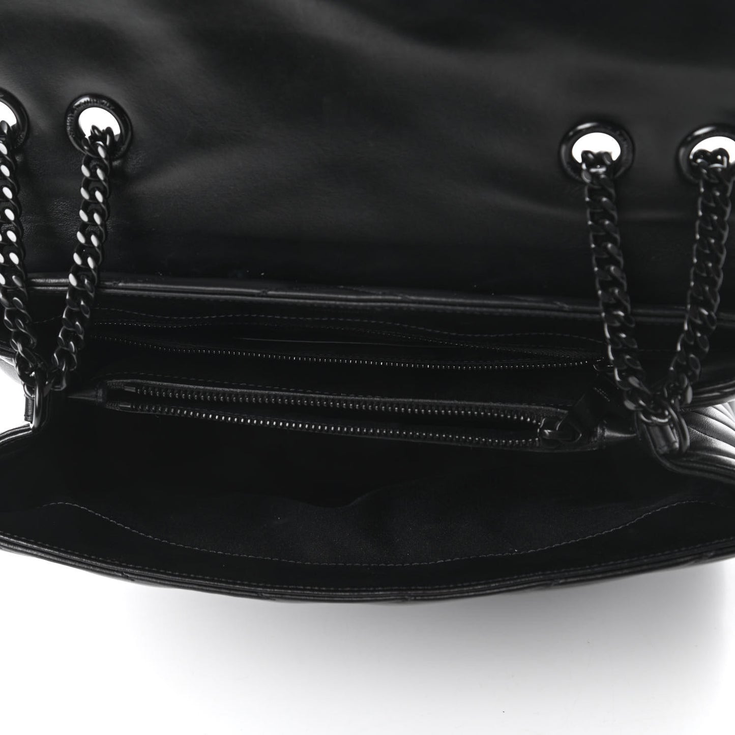 Calfskin Y Quilted Monogram Medium Loulou Chain Satchel Black