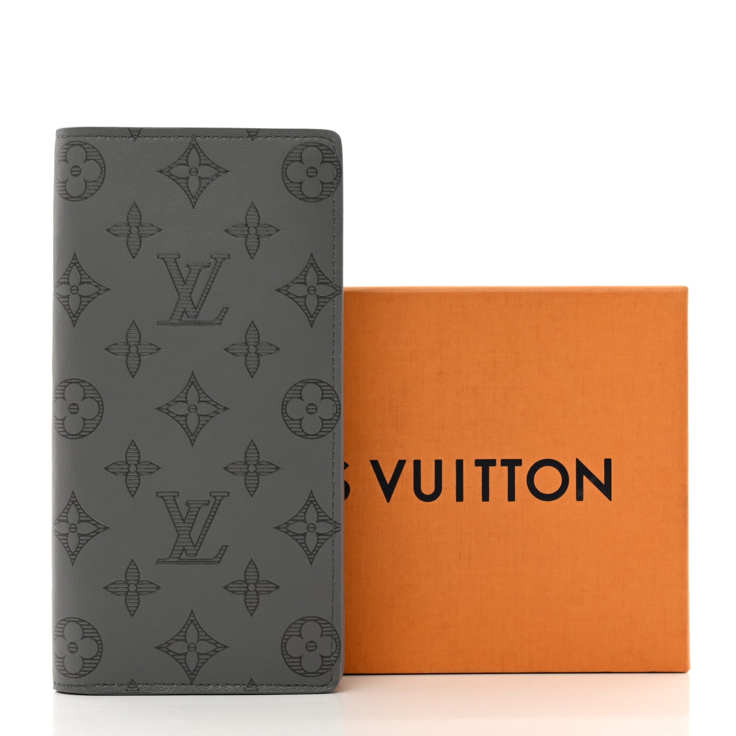 Calfskin Monogram Shadow Brazza Wallet Anthracite Gray
