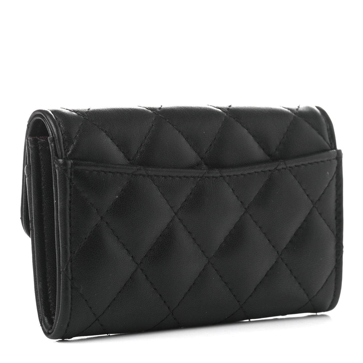Chanel Lambskin Quilted Flap Card Holder Wallet Black 3 of 8