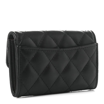 Chanel Lambskin Quilted Flap Card Holder Wallet Black 3 of 8