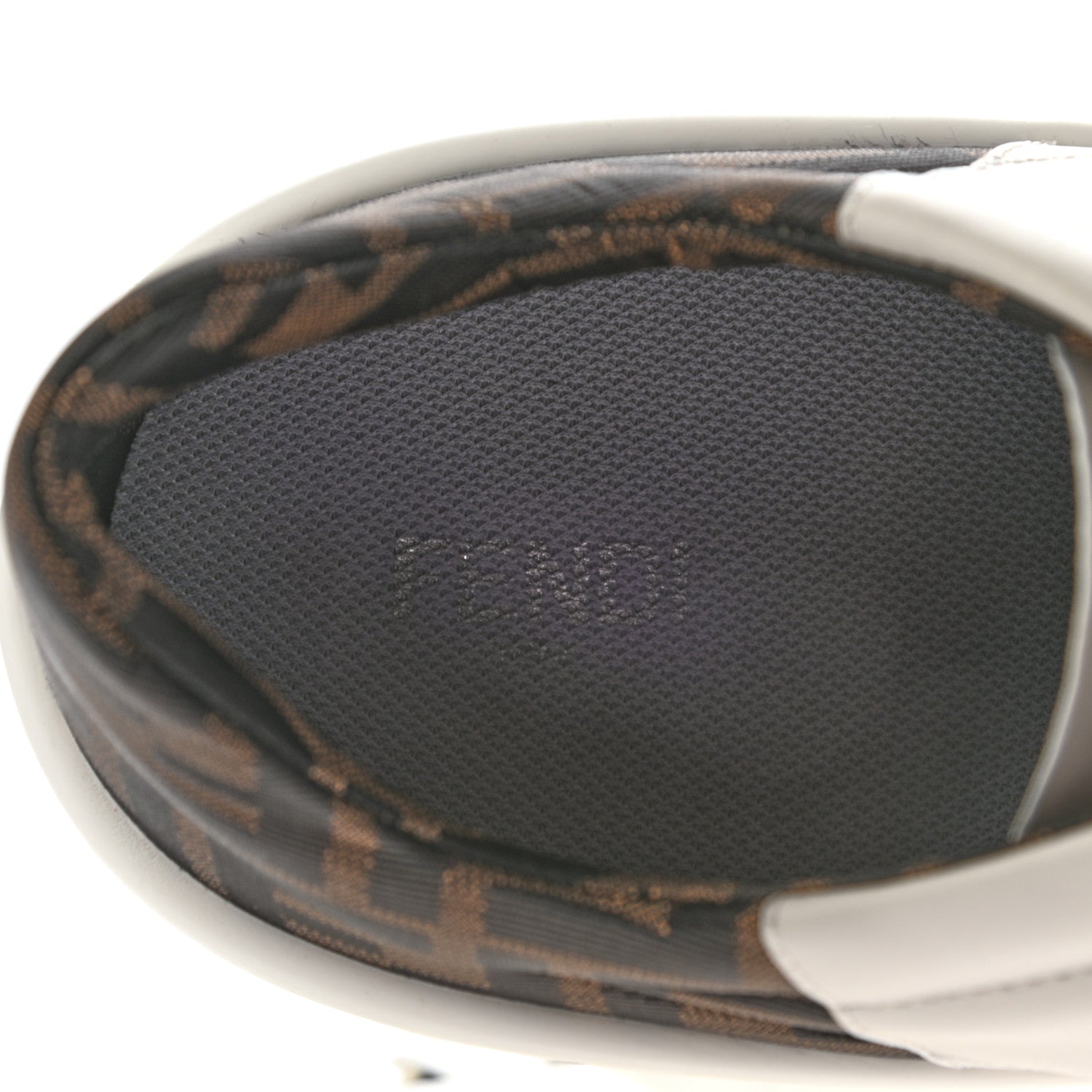 Fendi Calfskin Fabric Jacquard FF Mens Low Top Sneakers 11 White Tobacco 7 of 8