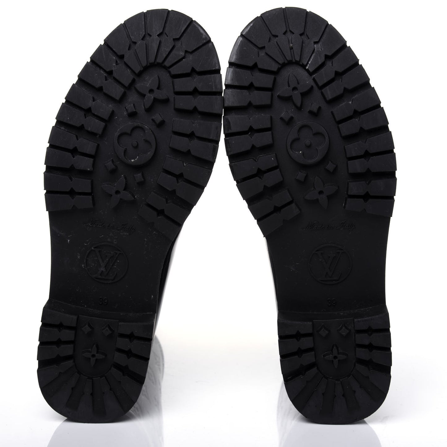 Rubber Embossed Monogram Drops Flat Half Boots 39 Black