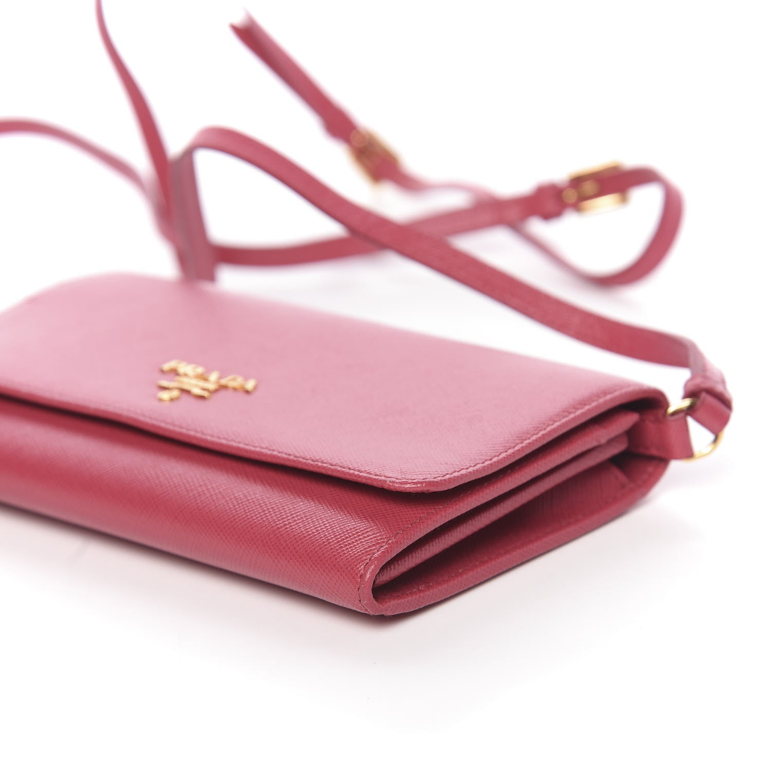 Prada Saffiano Metal Flap Wallet with Strap Peonia 8 of 9